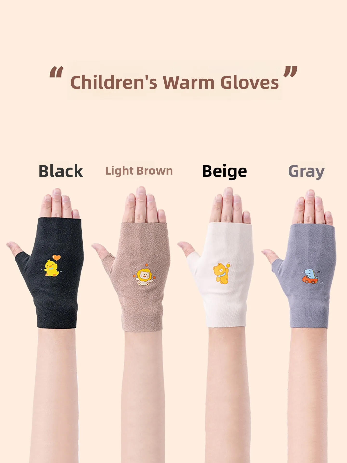 Thickened Fleece Winter Gloves for Children Warm Writing Half Finger Gloves Boys Girls Students Anti-Cold Medium Thick Dervo