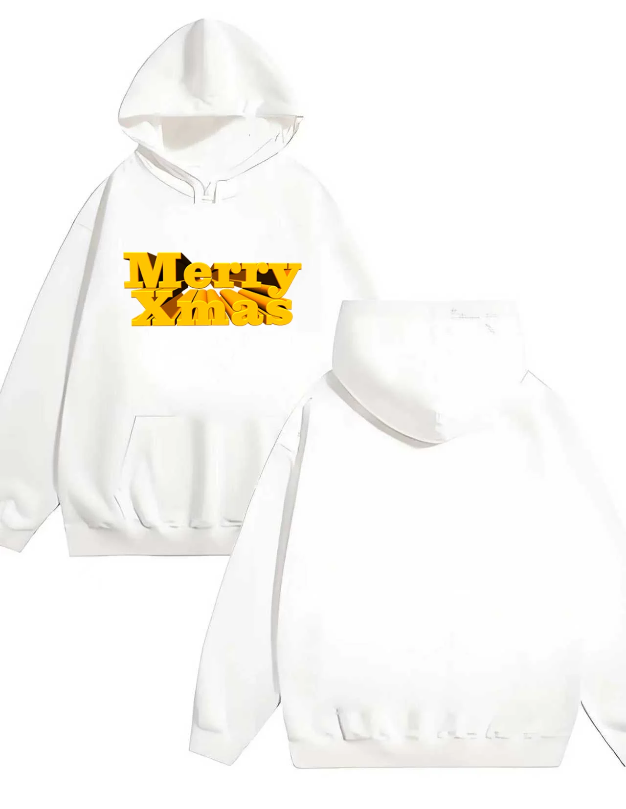 Sweater hoodie pria dan wanita model longgar 330G bahan tebal dengan motif Natal, koleksi terbaru 2025