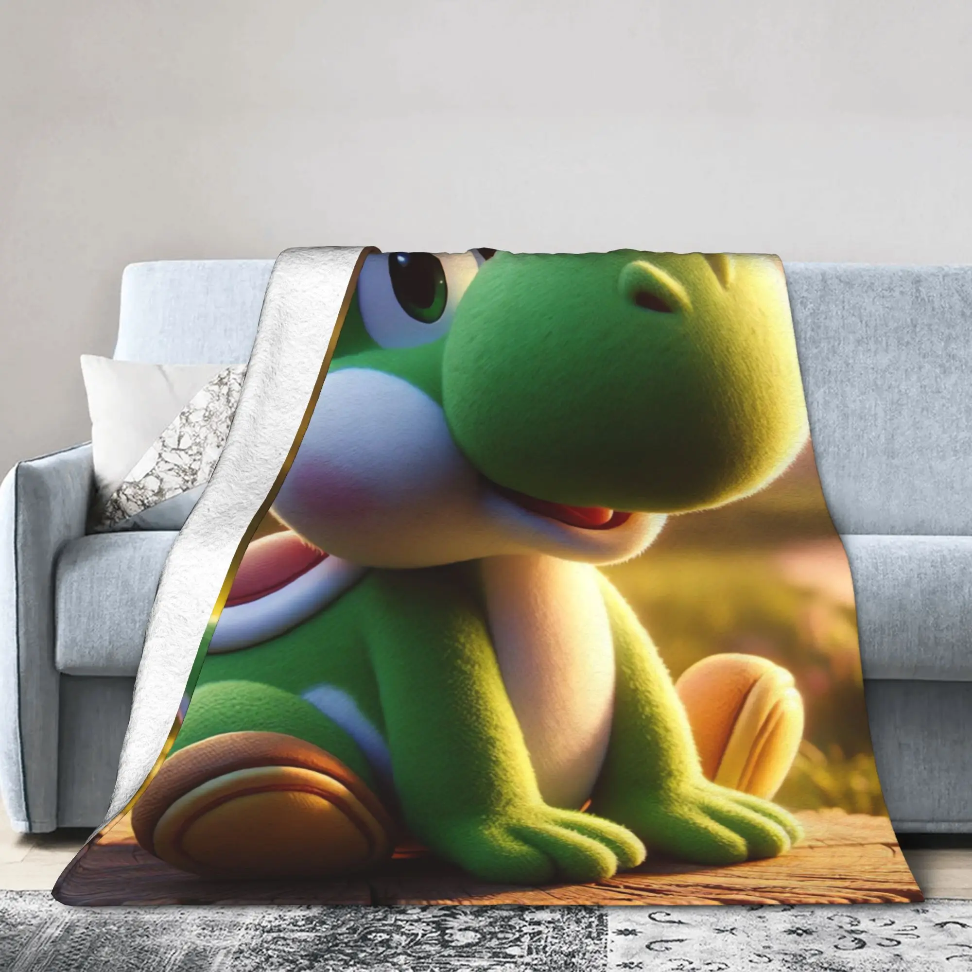 Super Mario Yoshi Super Warm Blanket  Children Plush Throw Blanket Fashion Couch Bed Flannel Bedspread Sofa Bed Cover