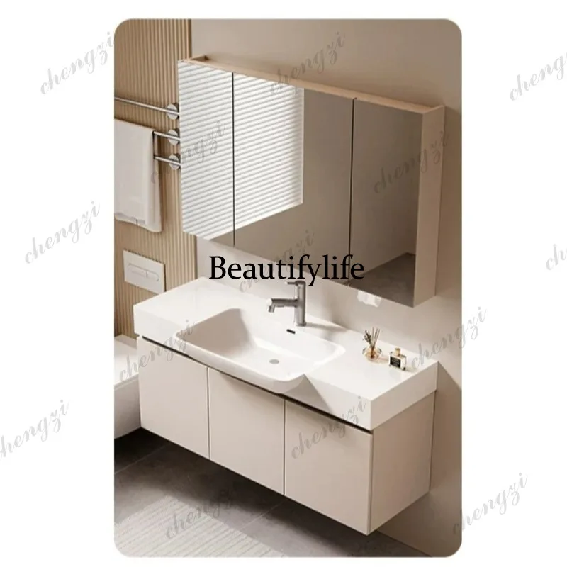 Ceramic integrated basin bathroom cabinet combination 40cm narrow-sided ceramic integrated basin wash basin cabinet
