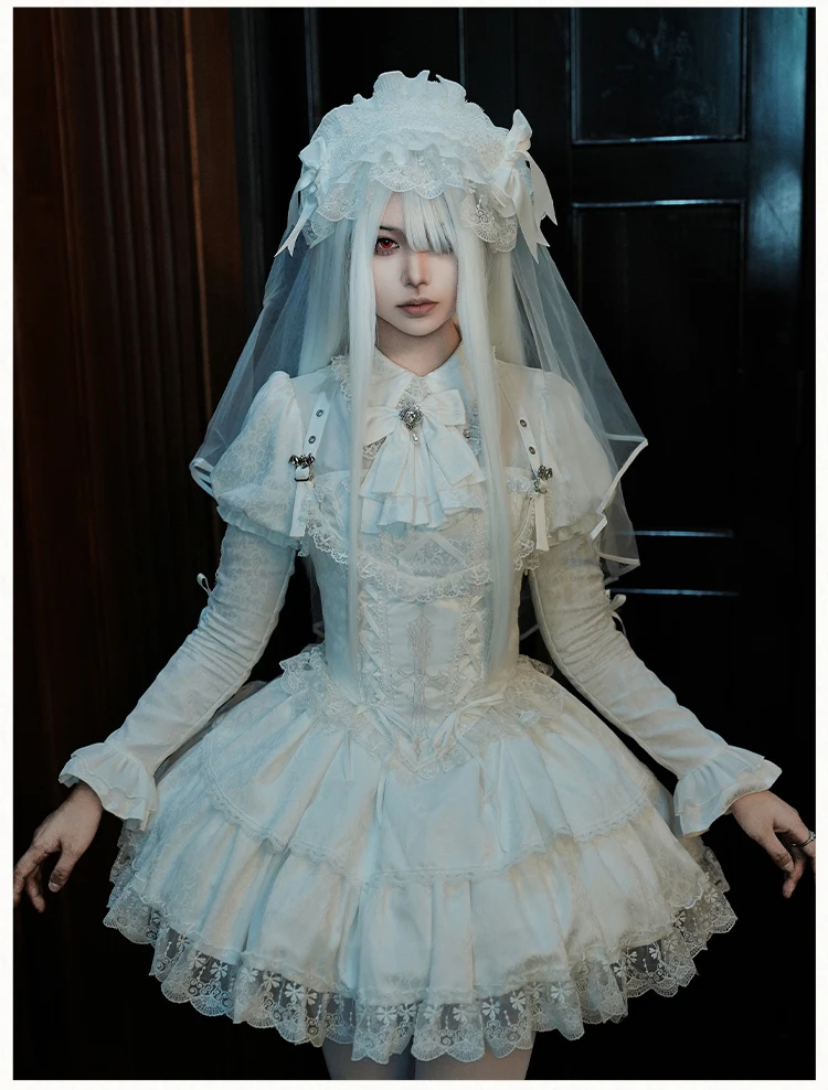 Y2K Subculture Japanese Original Lolita Dress Gothic Style Sweet Cool Girl Puff Sleeve Long Sleeve Long Dress