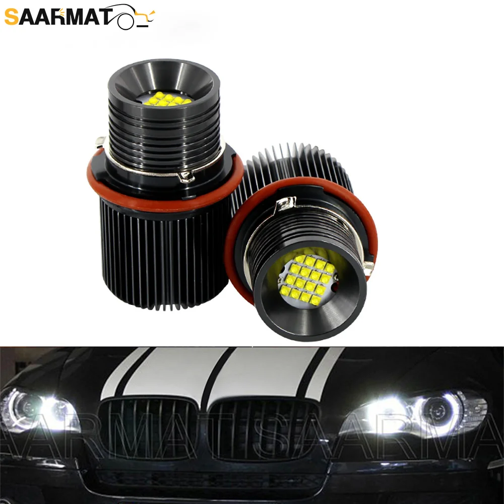 

2pcs Bright 80W LED Angel Eyes Marker Lights Bulbs Lamp for BMW E87 E39 M5 E60 E61 E63 E64 M6 E65 E66 E83 X3 E53 X5 2000-2008