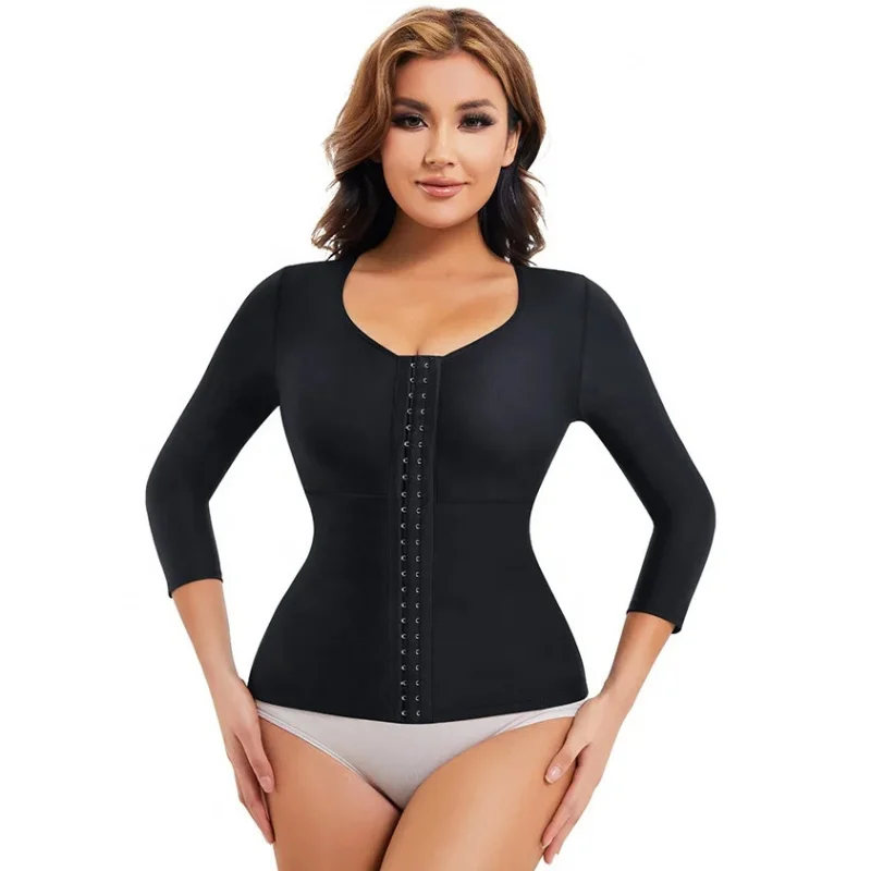 Cross-Border Hot Selling High-End Body Shaping Top Three-Quarter Sleeve Waist Waist Slimming and Belly Contracting Tight Bottomi