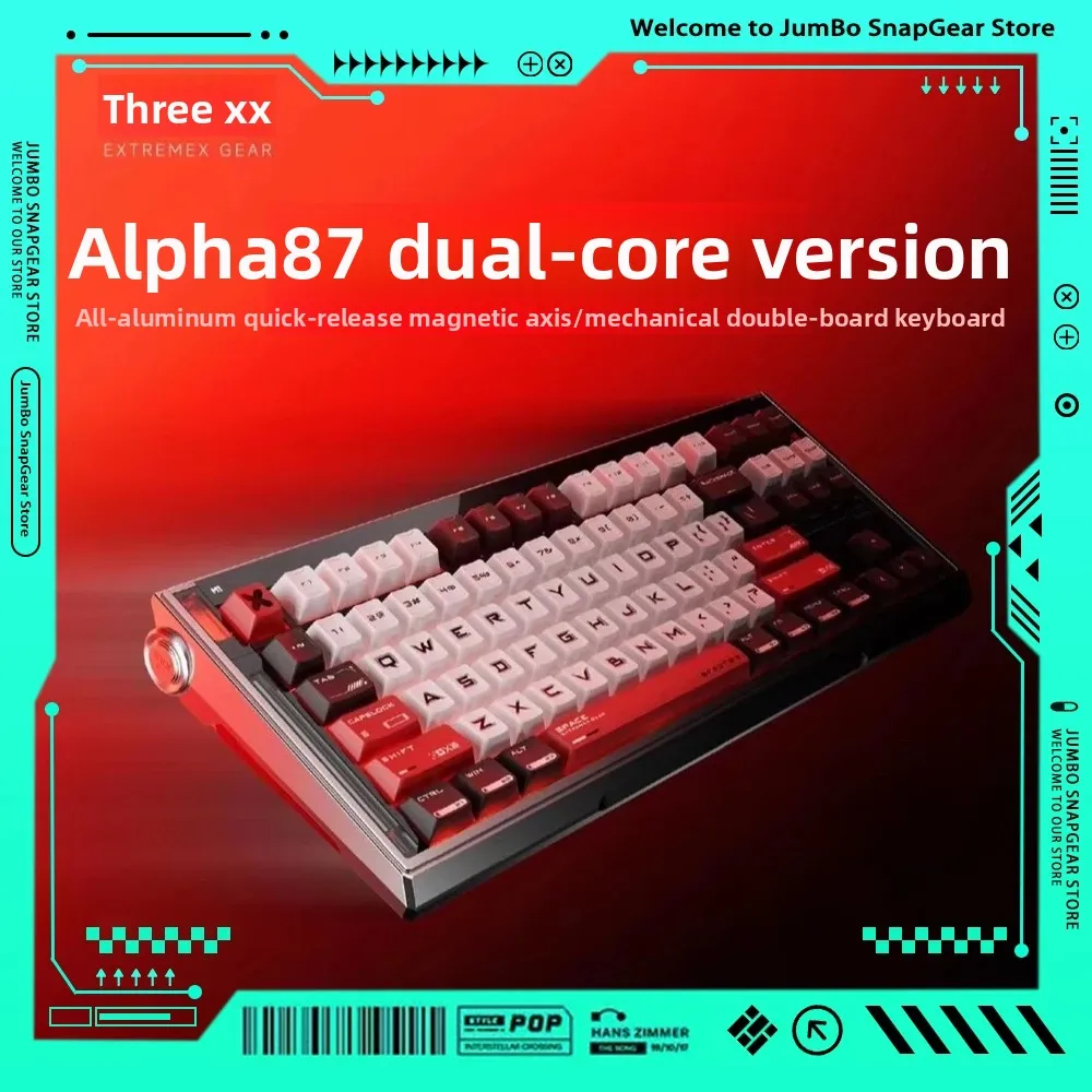 Teclado Mecânico Magnético EXX Alpha87 com Eixo Magnético e Haste Hidráulica de Alumínio, Teclado Personalizável para Jogos, Presentes.