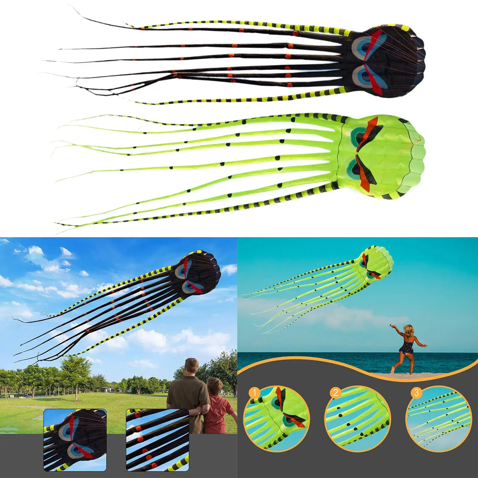 

Octopus Kite Lightweight Tear Resistant Flying Toy for Yard Grassland Travel