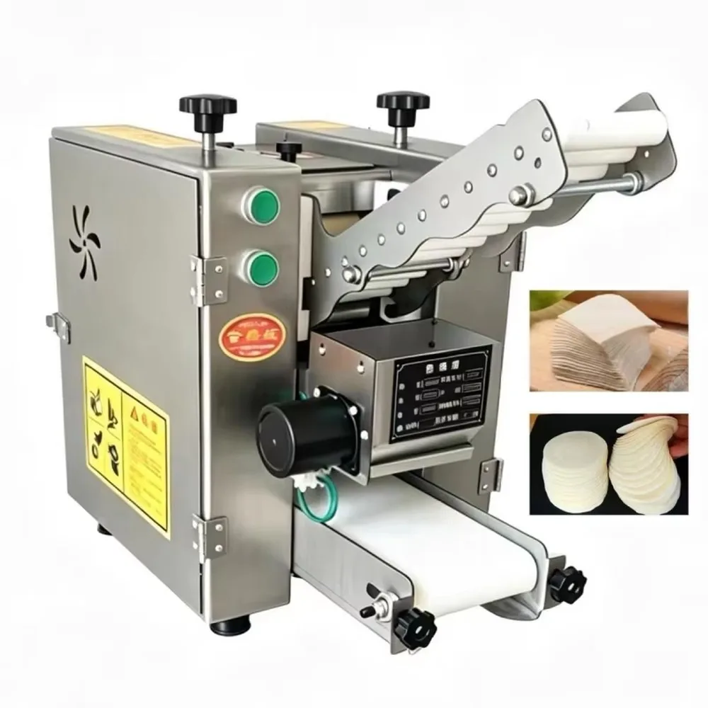 Commercial Stainless Steel Automatic Dumpling Wrapper Maker Tortilla Roti Dough Pressing Machine Round Pastry Skin