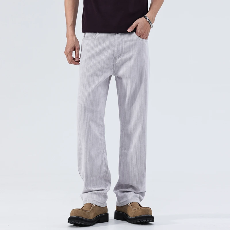 

Spring Summer New Herringbone Jeans Men Fashion Casual Straight Denim Jeans Pant Man Vintage Jeans Trousers