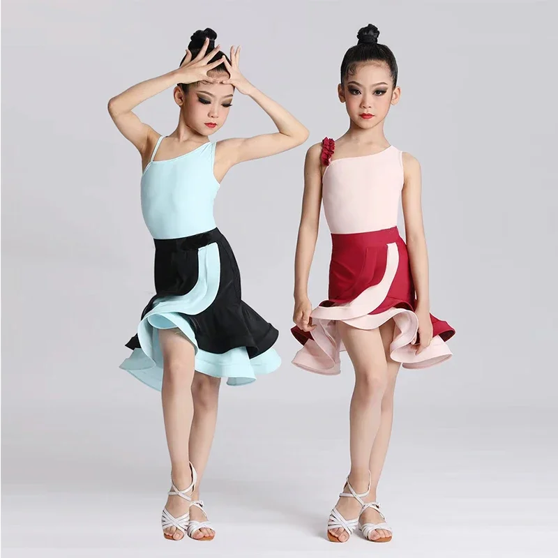 Girl Latin Dance Dress Kids Professional Competition Ballroom Dancewear Children  Ango Cha Cha Rumba Stage Perfromance Costume