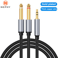 3.5mm To Double 6.35mm TRS AUX Cable 6.5mm Y Splitter Audio Adapter Connector For Mixer Amplifier 1/4 inch Jack Wire 2/3/5 Meter