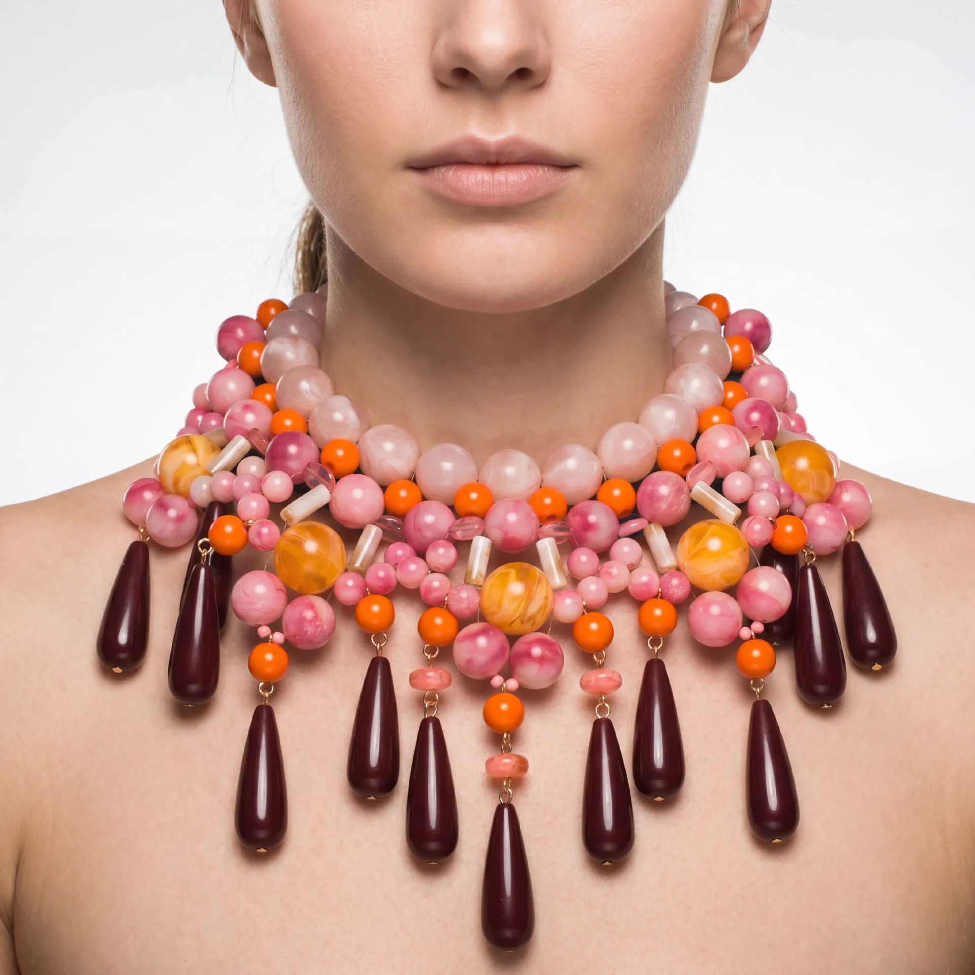 

European and American Fashion Exaggerated Hand-woven Multi-layer Teardrop Pendant Necklace - Vacation Style Jewelry