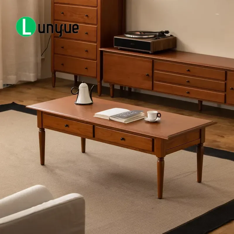 Modern Simple Solid Wood Coffee Tea Table Multi-functional Eco-friendly Easy to Assemble Living Room Furniture
