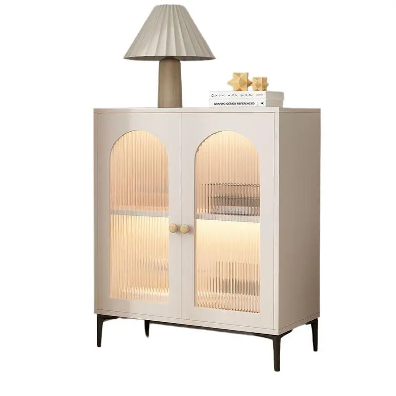 Cream wind solid wood dining side cabinet bucket cabinet against the wall storage locker light luxury kitchen cabinet tea
