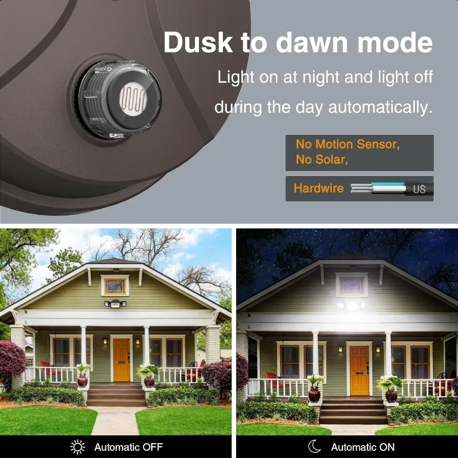 60W LED-buitenverlichting 3 verstelbare koppen Veiligheidsverlichting Armatuur 6500K