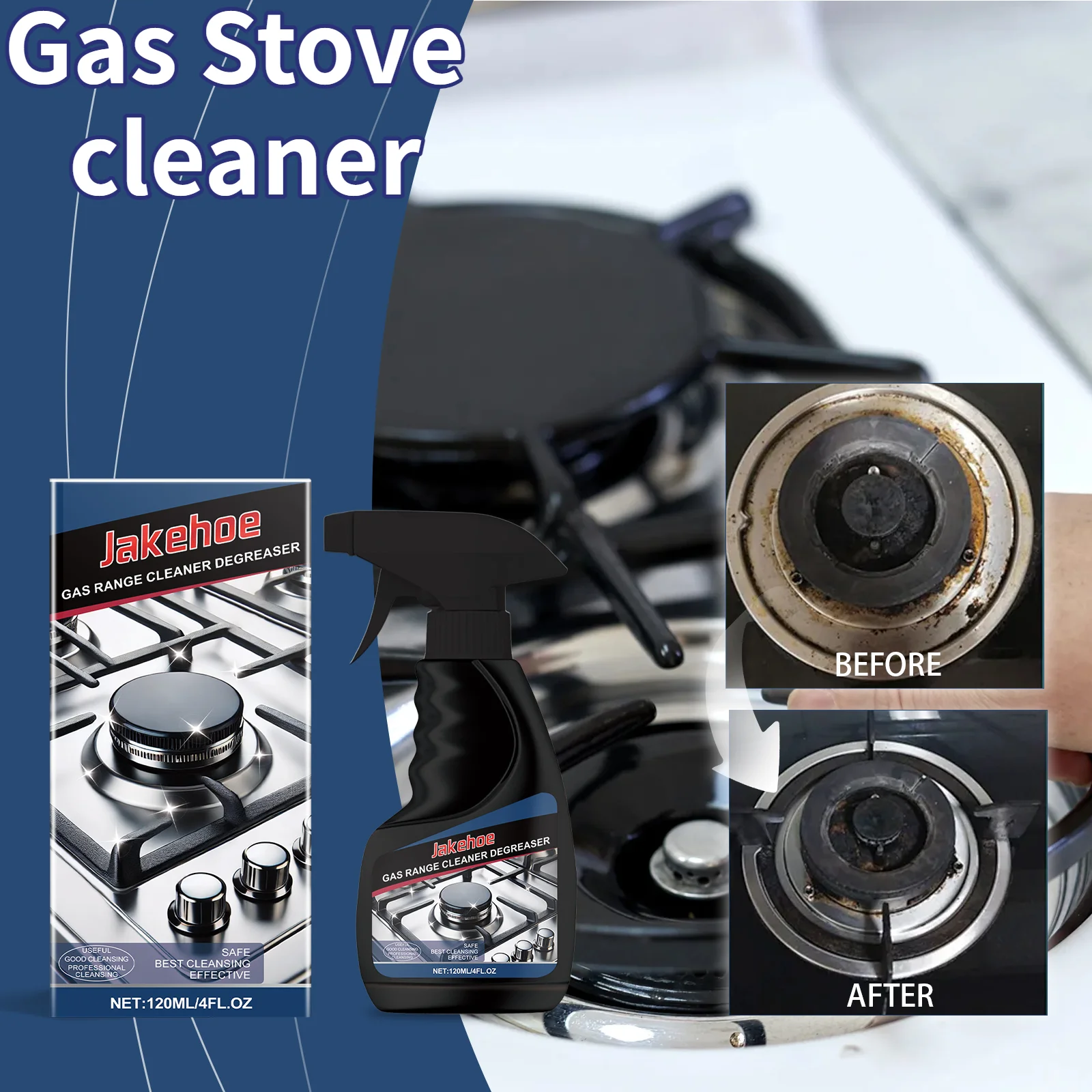 Pembersih Kompor Gas Kompor Gas Pembersih Multifungsi Penghilang Noda Minyak Agen Pembersih Kompor Cerah & Bersih Seperti Baru 120Ml