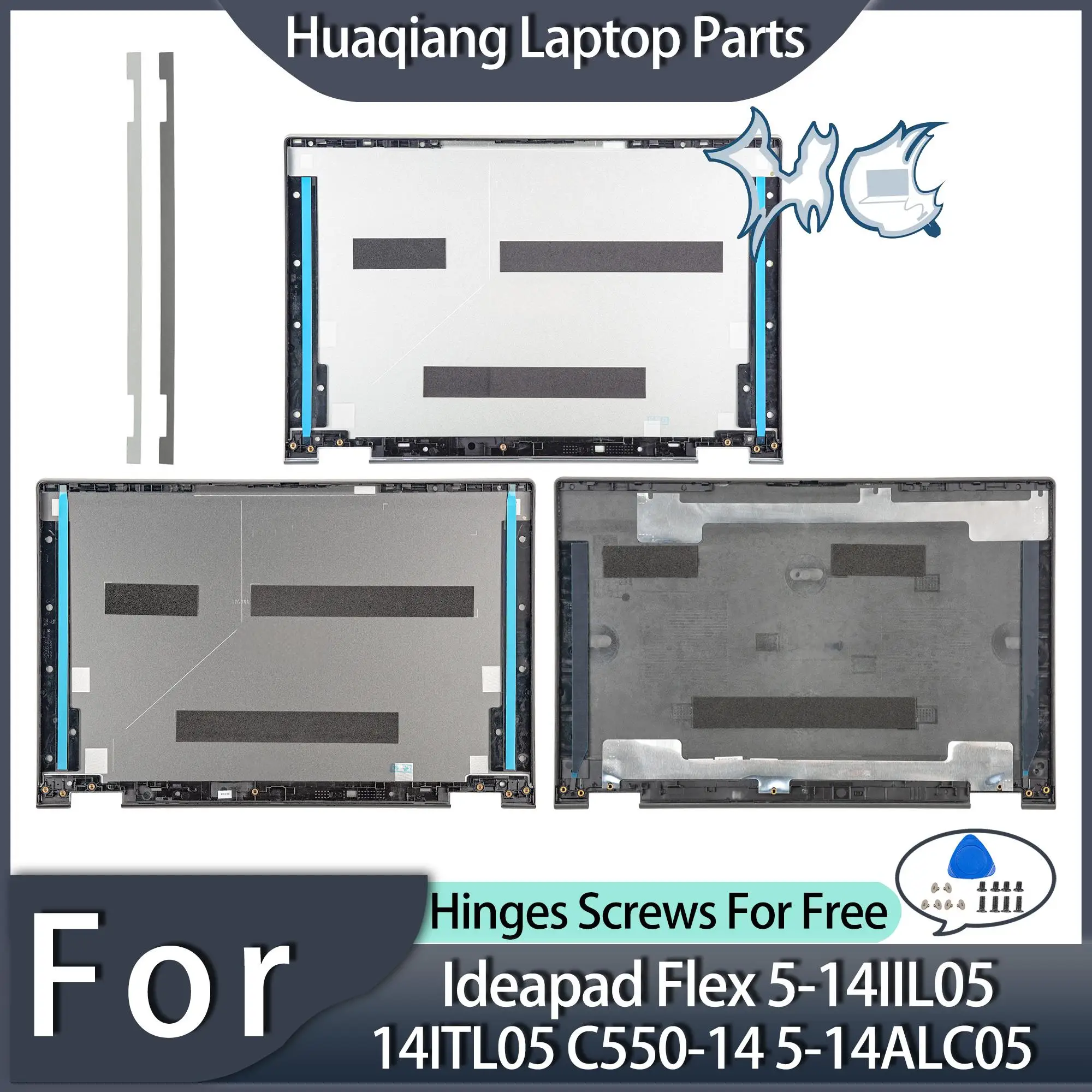 

Laptop Cover For Ideapad Flex 5-14IIL05 14ITL05 C550-14 5-14ALC05 Screen Back Cover Hinge cover Silver/Gray Replace