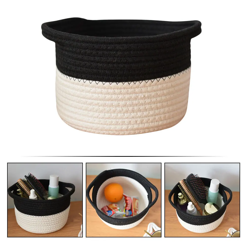 

Cotton Rope Storage Basket Handmade Woven Organizer for Desktop Sundries Snack and Cosmetics Household Decorative Basket