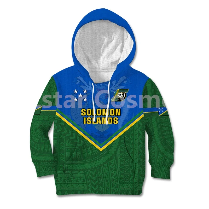 

Personalised Solomon Islands Football Kid Hoodie Polynesian Pattern Sporty Style 3d printed Hoodies kids Pullover boy For Girl