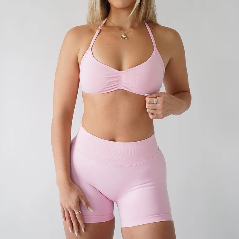 2 stuks impact Gym Set Vrouwen DFNNYE strappy Yoga Fitness outfits Bh Top sportkleding Workout Naadloze Shorts Sportpakken sets - afbeelding 1
