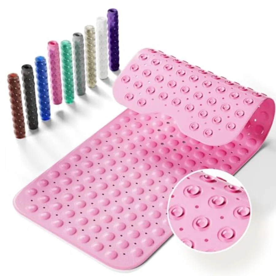 

Non-Slip Bath Tub Mat, 39x16 Inch Extra Large Shower Mat with Drain Holes and Suction Cups, Machine Washable