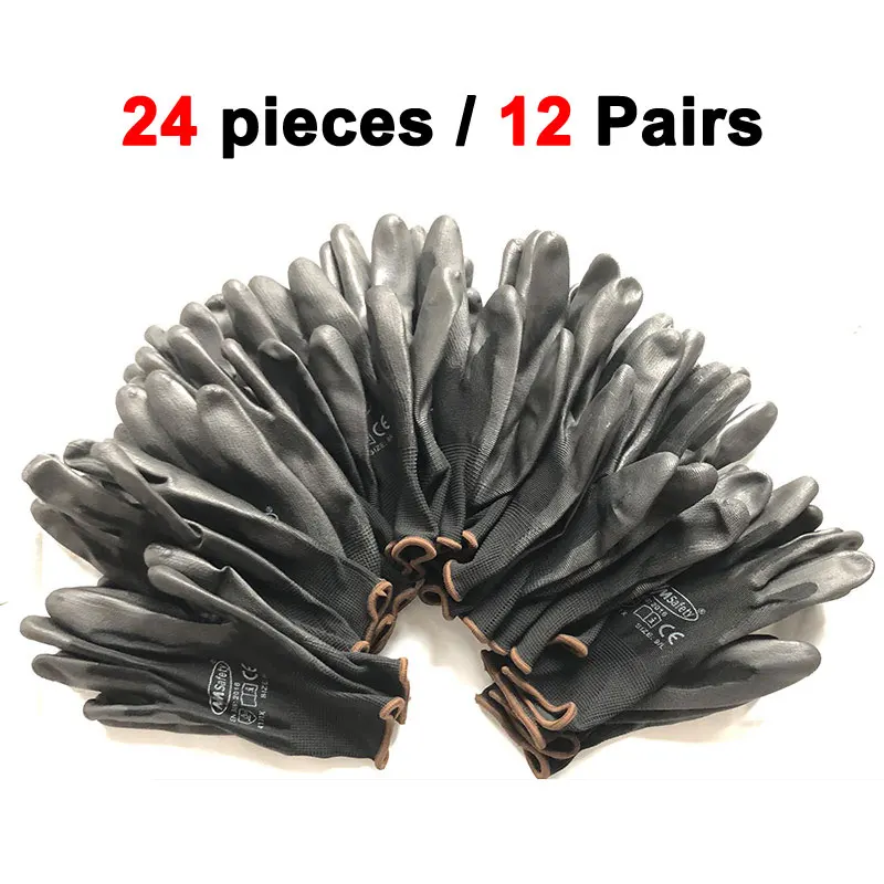12 Pairs PU Coated Safety Gloves for Warehouse And Construction Work DIY - Durable Hand Protection