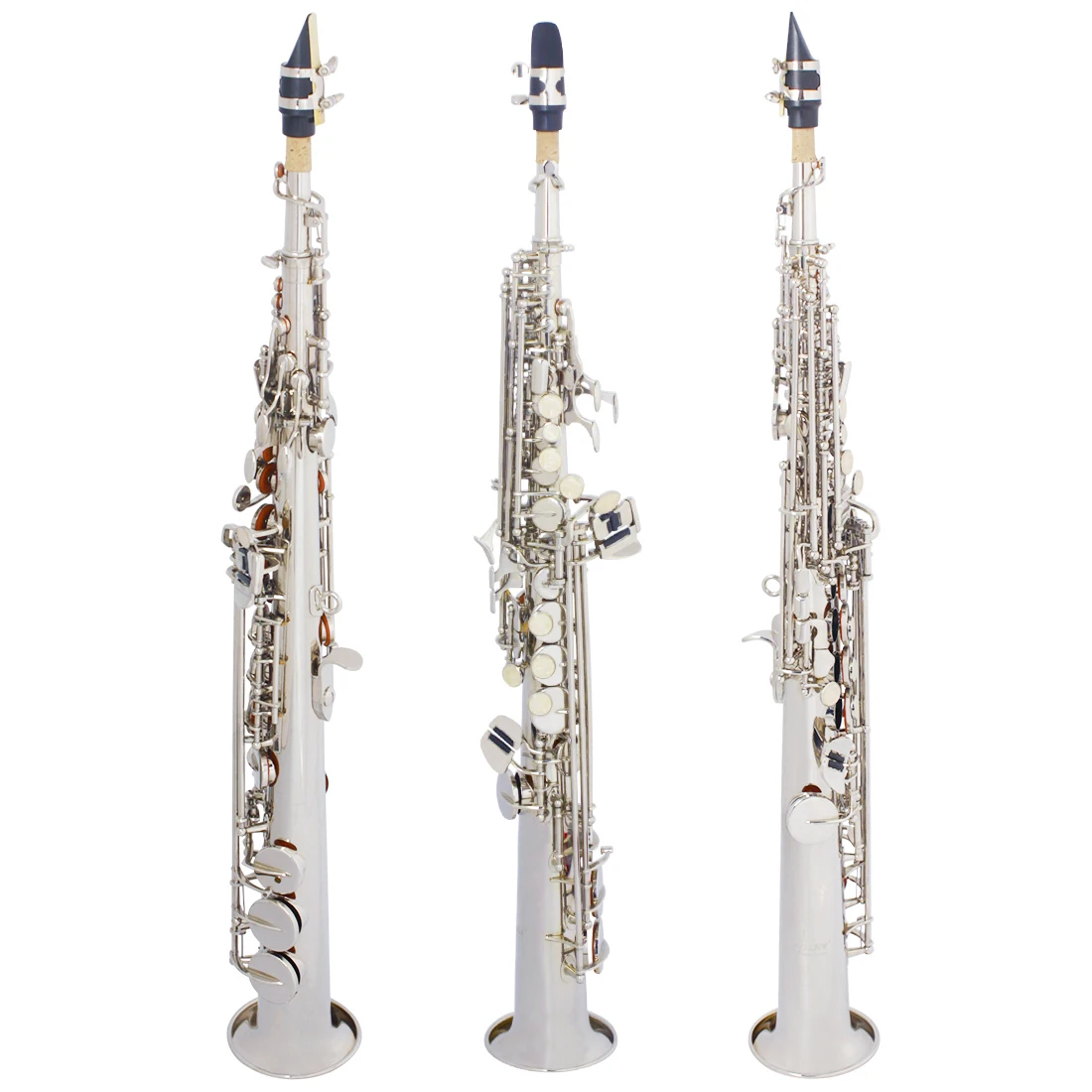 Silver Soprano Saxophone Bb Flat Professional Woodwind Instrument Brass Straight Sax With Case Musical Instrument Accessories