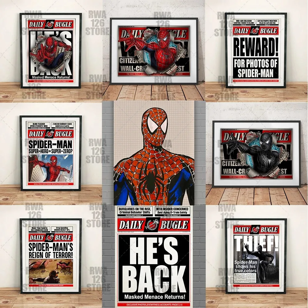 Disney Spiderman Daily Newspaper Poster And Print No Way Home Movie Canvas Painting Disney HD Wall Art Room Home Decoration