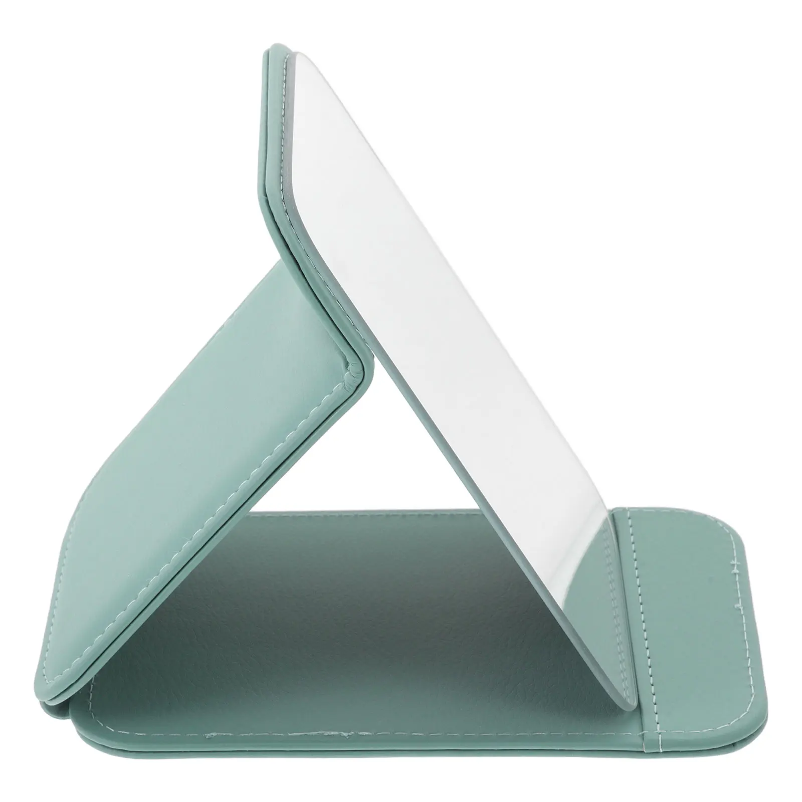 Portable Makeup Mirror Blue Green Folding Desktop Vanity Mirror Rectangular Compact Stand Ideal Travel Office Dorm Bathroom High