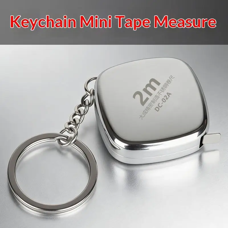 【BA】1PCS Mini 2m Small Tape Measure Keychain, Stainless Steel Retractable Key Ring Tape Measure Precision Pocket Tape Measure