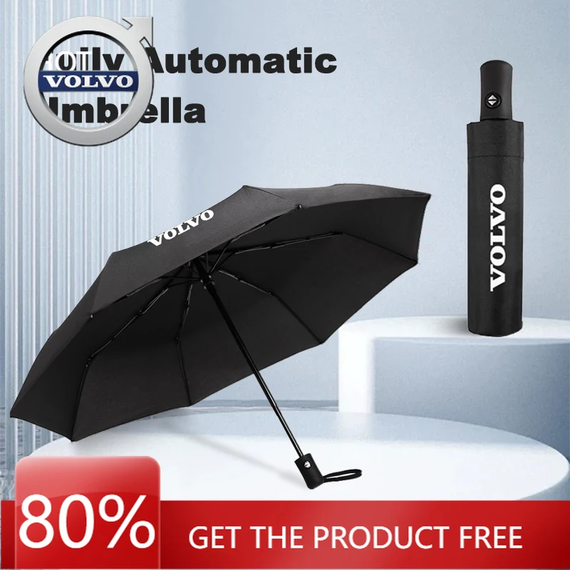

Эмблемы 2026 Новый для Volvo Портативный автомобильный зонт с логотипом, автоматический складной солнцезащитный козырек, зонт на лобовое стекло для Volvo RDESIGN XC60 XC90 S60