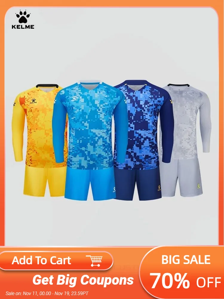

Kelme Football Goalkeeper Clothing Set For Men's Customized Long Sleeved Sponge Cushion Goalkeeper Clothing Soccer Jersey