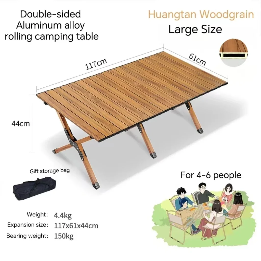 Casual Outdoor Dining Aluminum Alloy Portable Egg Roll Table Foldable BBQ Table for Campers for Exteriors