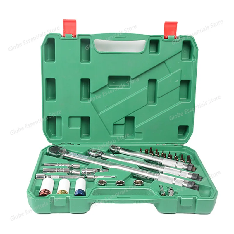 33-Piece High-precision Preset Adjustable Auto Repair Tire Bicycle Torque Kilogram Torque Wrench Tool
