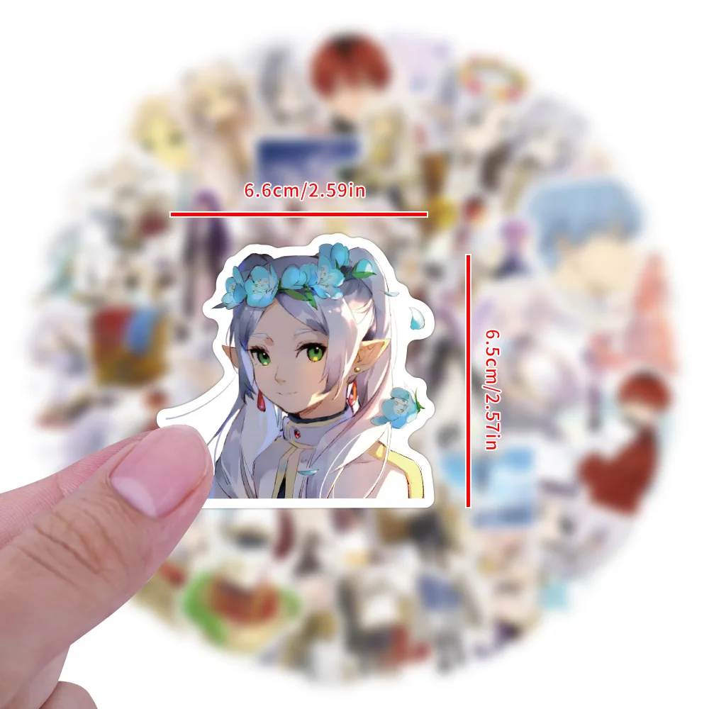 50/100 pçs anime japonês frieren: além do fim da jornada dos desenhos animados bonito adesivo diversão criativa decorativa copo de água mesa decalque brinquedos