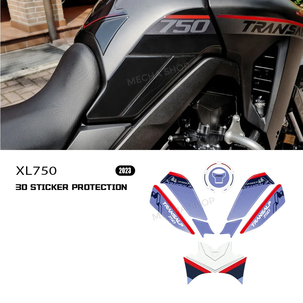 

Для Transalp 750 XL750 2023: Комплект 3D-наклеек из эпоксидной смолы для защиты топливного бака, водонепроницаемая накладка на бак, декоративная наклейка