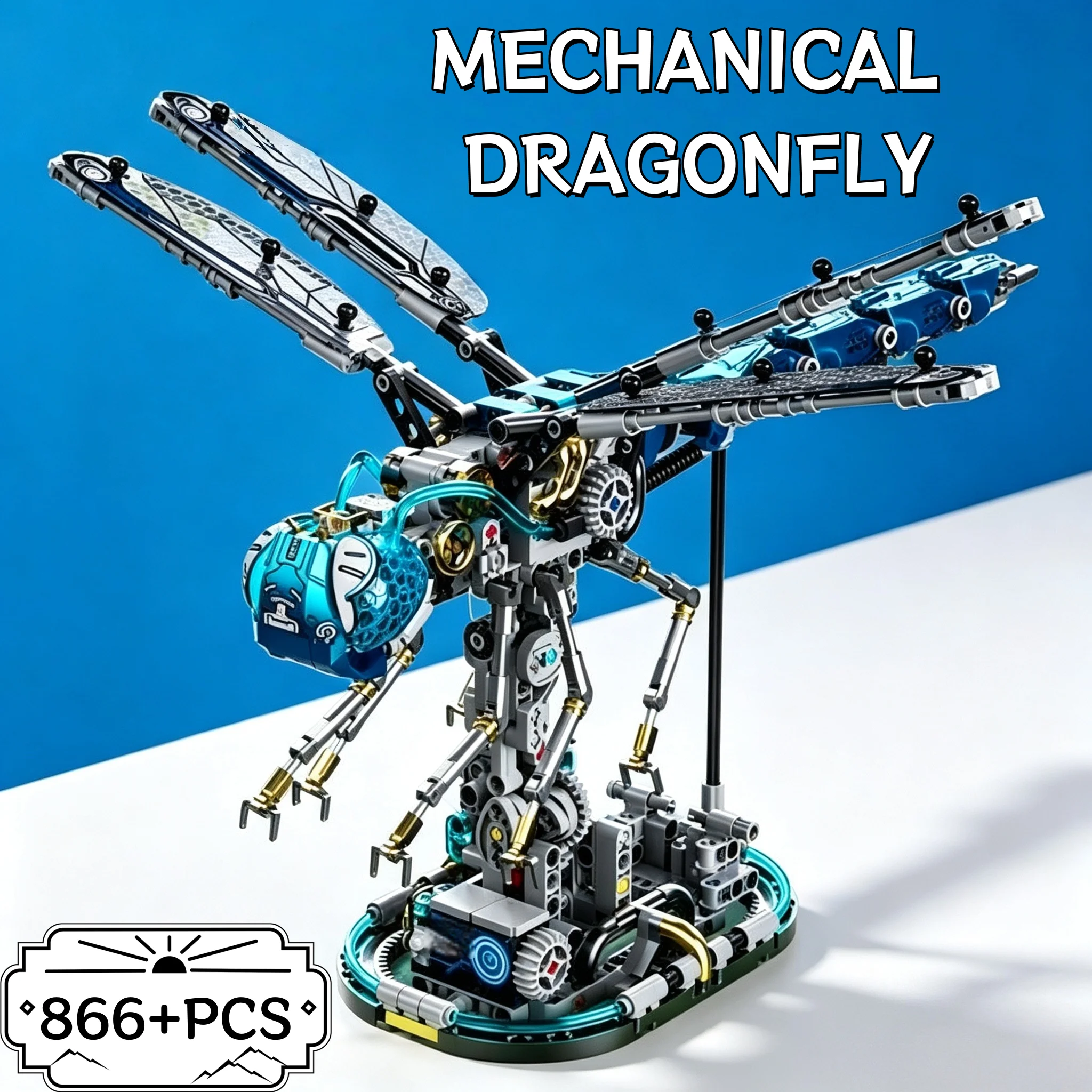 

New MOC Creative Dragonfly Mechanical Linkage Model Building Block Set 866 PCS, DIY Assembly Toy STEM Learning Set Gift