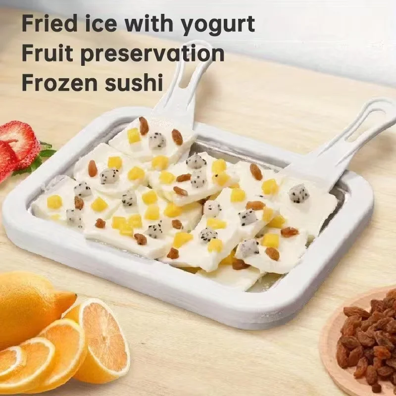 Cordless Household Stir Fry Ice Maker, Multi-Functional Yogurt and Ice Cream Maker, Compact Slush Plate for Homemade Treats, New