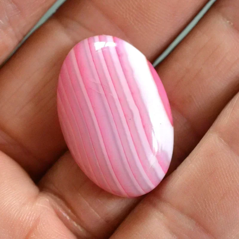 FLTMRH 22x30mm   No Hole Beads Dome Natural Blue Striped Agates Stone Cabochon Loose Jewelry Gem Stone Beads DIY for Rings Penda
