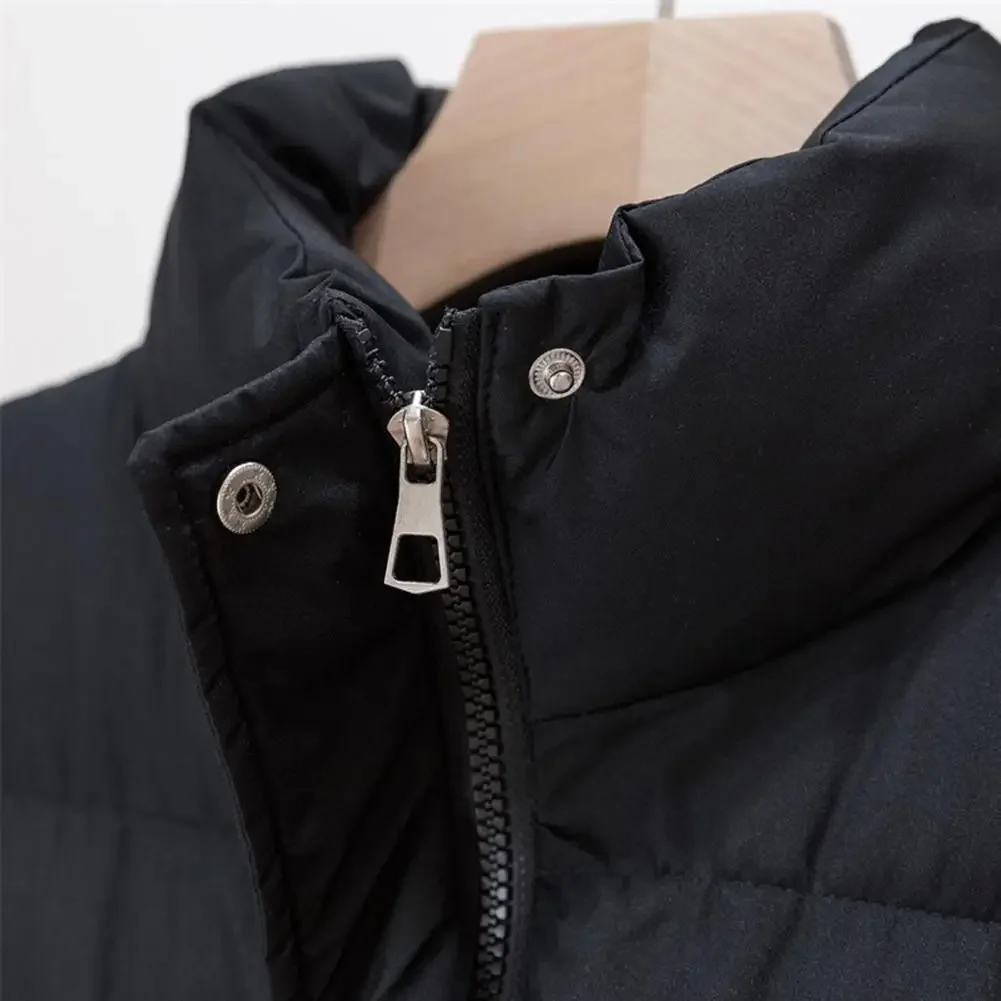 

Winter Warm Outerwear Women Down Puffer Vest Stand Collar Sleeveless Puffer Jacket Lady Casual Zipper Up Waistcoat Pockets Vest