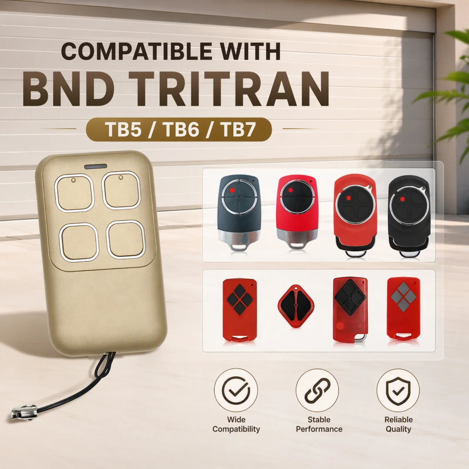 Replace B&D Tritran TB6V1 TB7V1 Roll A Door Garage Door Remote TB5v2 Control-A-Door  Garage Door Opener 433.92MHz