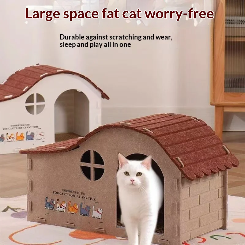 

Top Rated Felt Cat Cave & Small Dog House, All-Season Semi-Enclosed Pet Nest, Durable Non-Shedding Cat Villa for Indoor Pets