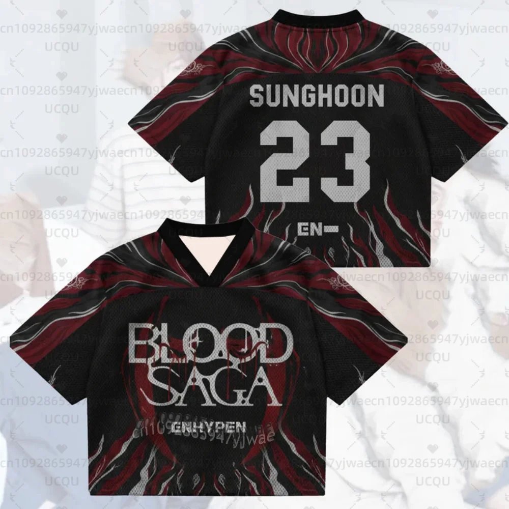 Camiseta de Manga Corta para Fans del K-Pop, Diseño Night Wings Blood Saga Enhypen World Tour, Talla Grande, Ropa Urbana, 2026