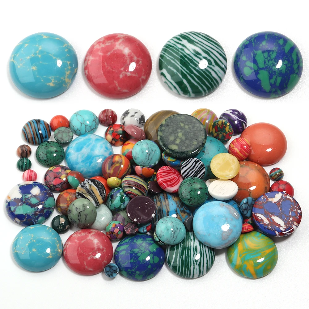 5-10pcs/lot 6-20mm Round Synthetic Turquoise Cabochon Beads Flat Back Cabochon Cameo Loose Beads For Jewelry Making Wholesale