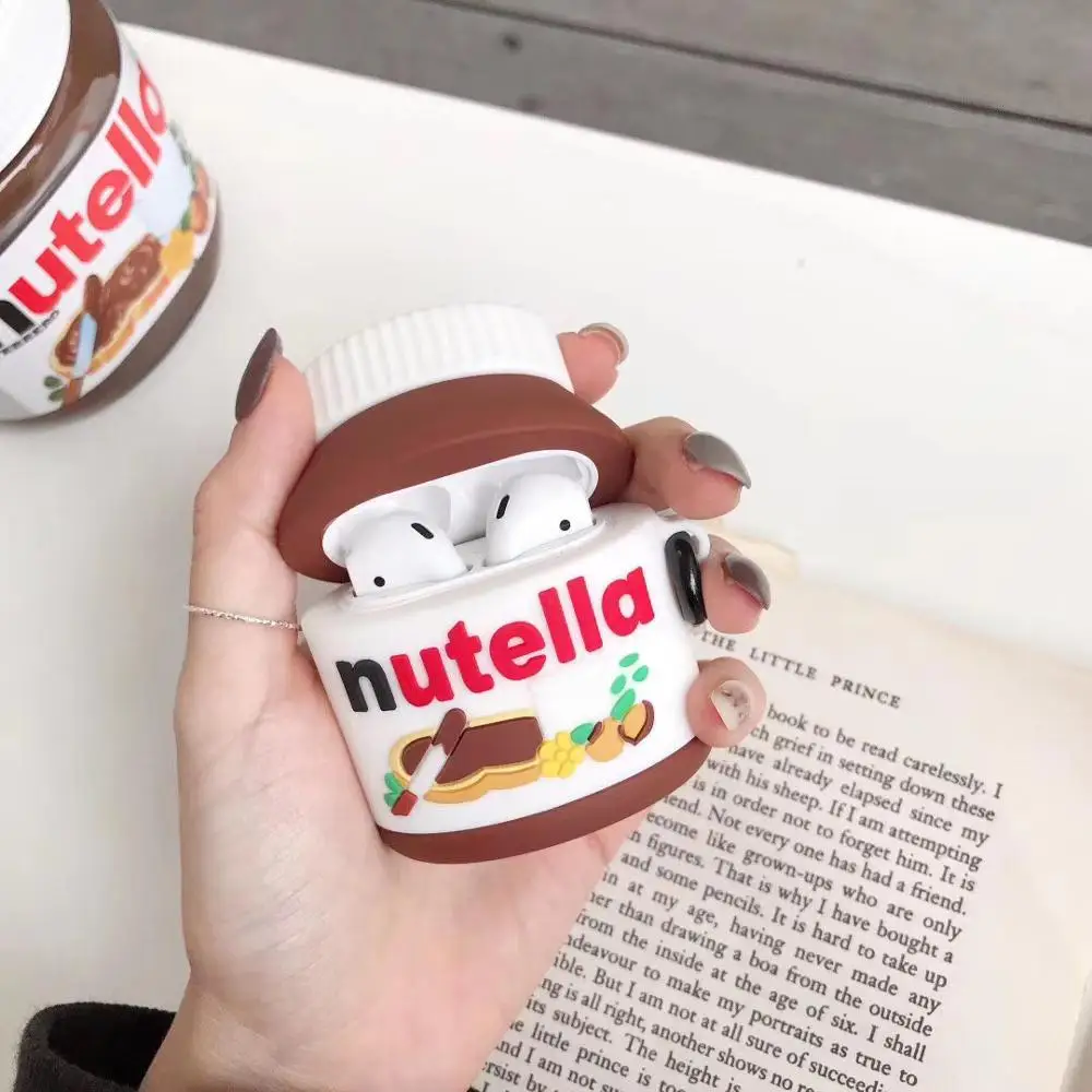 For AirPods Pro Case Bluetooth Earphone Case for Apple Airpods Funny 3D Nutella Chocolate Sauce Protective Cover Coque Keyring