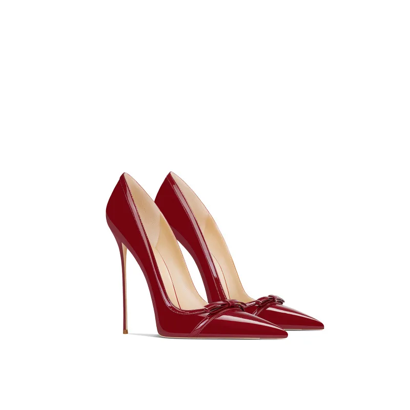

Elegant Pointed Toe Stiletto Heels Women New Red Patent Leather Shoes