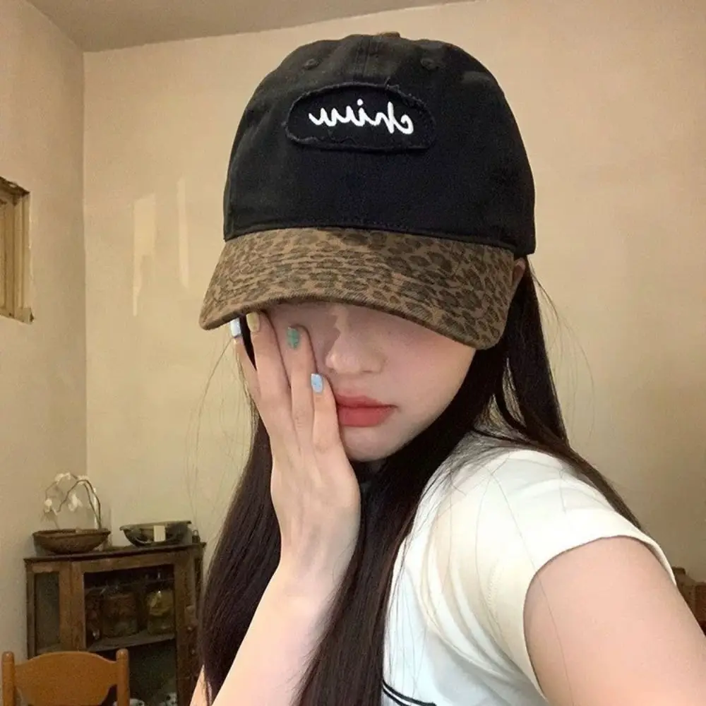 

Регулируемая бейсбольная кепка с леопардовым принтом в стиле ретро, хлопковая повседневная бейсболка с вышивкой, солнцезащитный козырек в стиле хип-хоп, фуражка Y2k для девочек