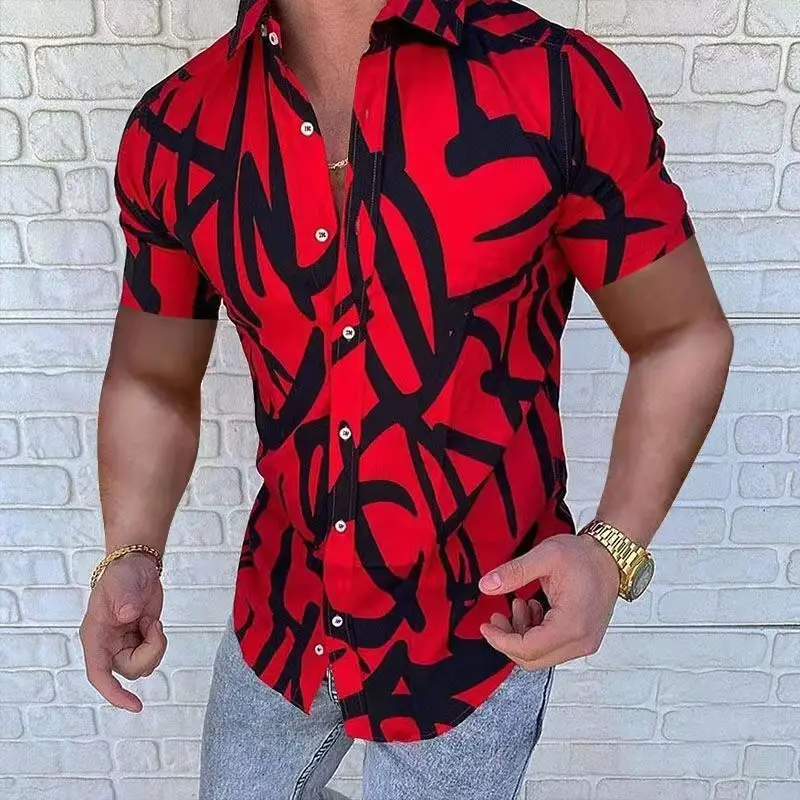 

Men's Hawaiian Striped Summer Casual Floral Shirt Korean Short Sleeve Printed Social Loose And Breathable Vintage Dazn Clothes