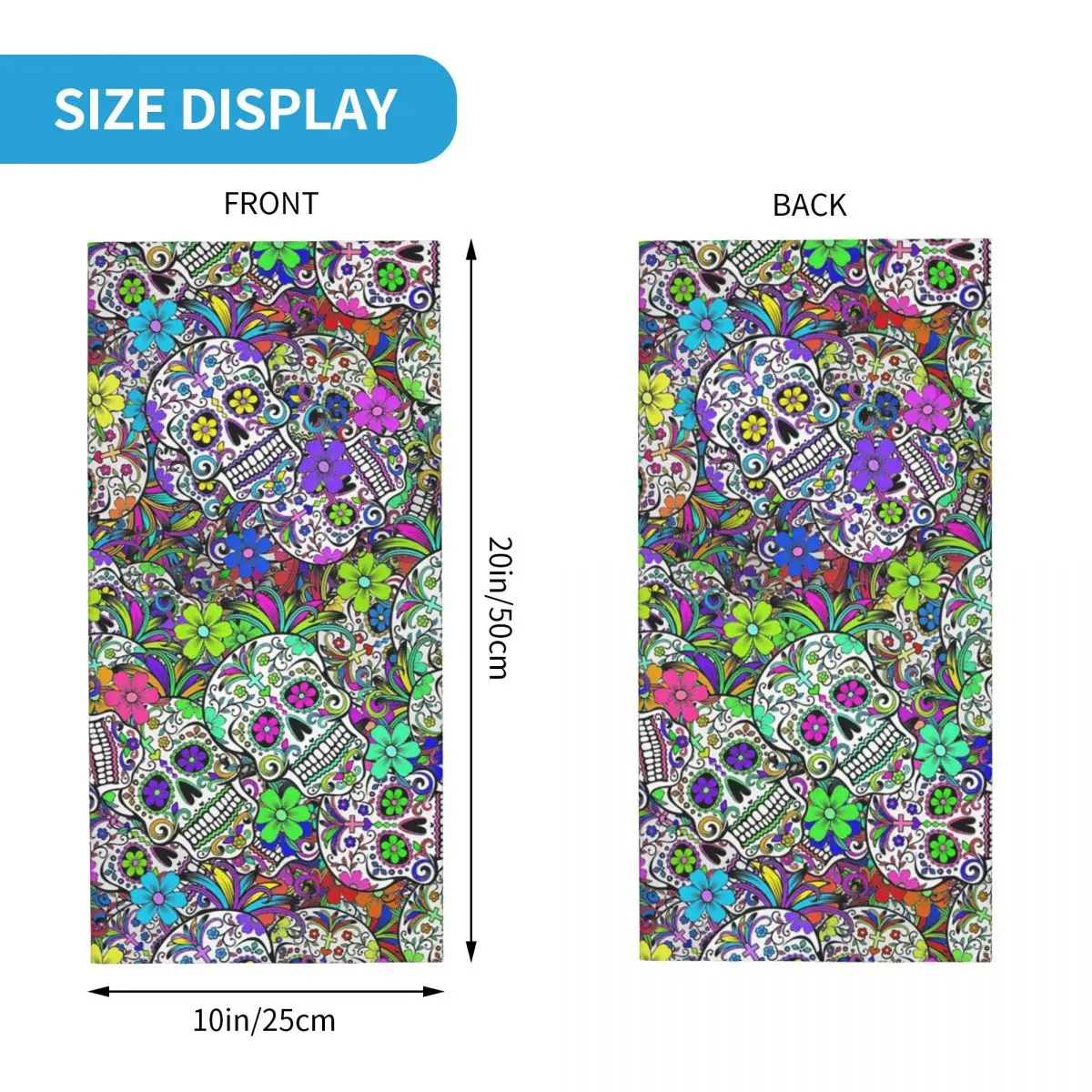 Sugar Skull Bandana Neck Gaiter Printed Art Balaclavas Magic Scarf Multifunctional Headwear Running for Men Women Windproof