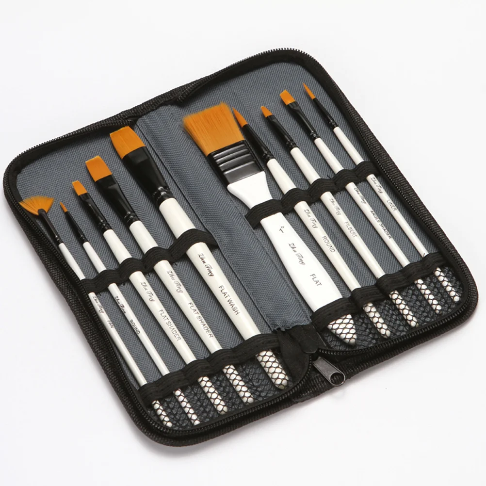 10Pcs Paint Brush Set Streamlined Pen Body Comfortable Hand Feeling Suitable for Beginners Hobbyists Artists Students Watercolor