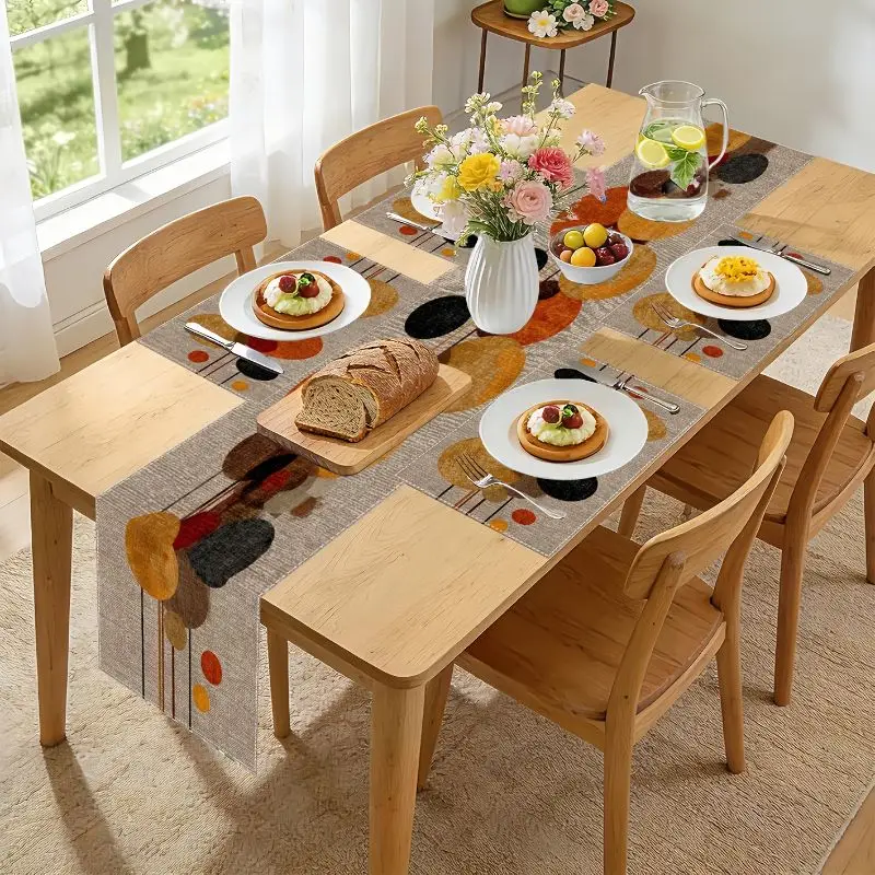 VIKAMA Nordic Morandi Table Flag Mat Set Waterproof and Anti slip Kitchen Dining Table Mat Home Decoration