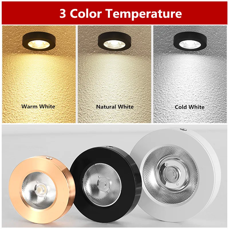 

6pcs Surface Mounted Downlights 5W 7W Panel lamps Cabinet Showcase Down Lights COB Spot Ceiling 220V CE&ROSH